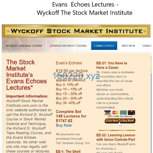 Evans Echoes Lectures -Wyckoff The Stock Market Institute Evans Echoes Lectures-趋势跟踪之道